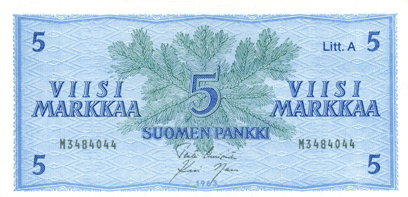 5 Markkaa 1963 Litt.A M3484044